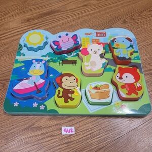 Skip Hop Babys First Puzzle Zoo Park Plastic Butterfly Monkey Fox Llama Dog